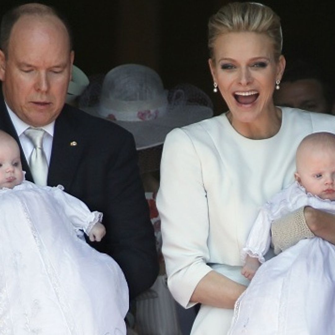 Monaco's Princess Charlene matches her twins in Dior for baptism