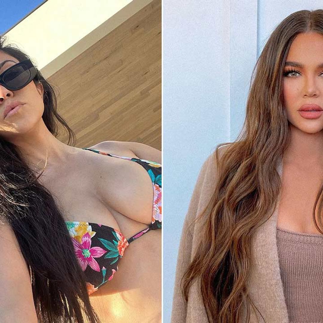 Kourtney Kardashian's poolside photo sparks reaction from sister Khloe
