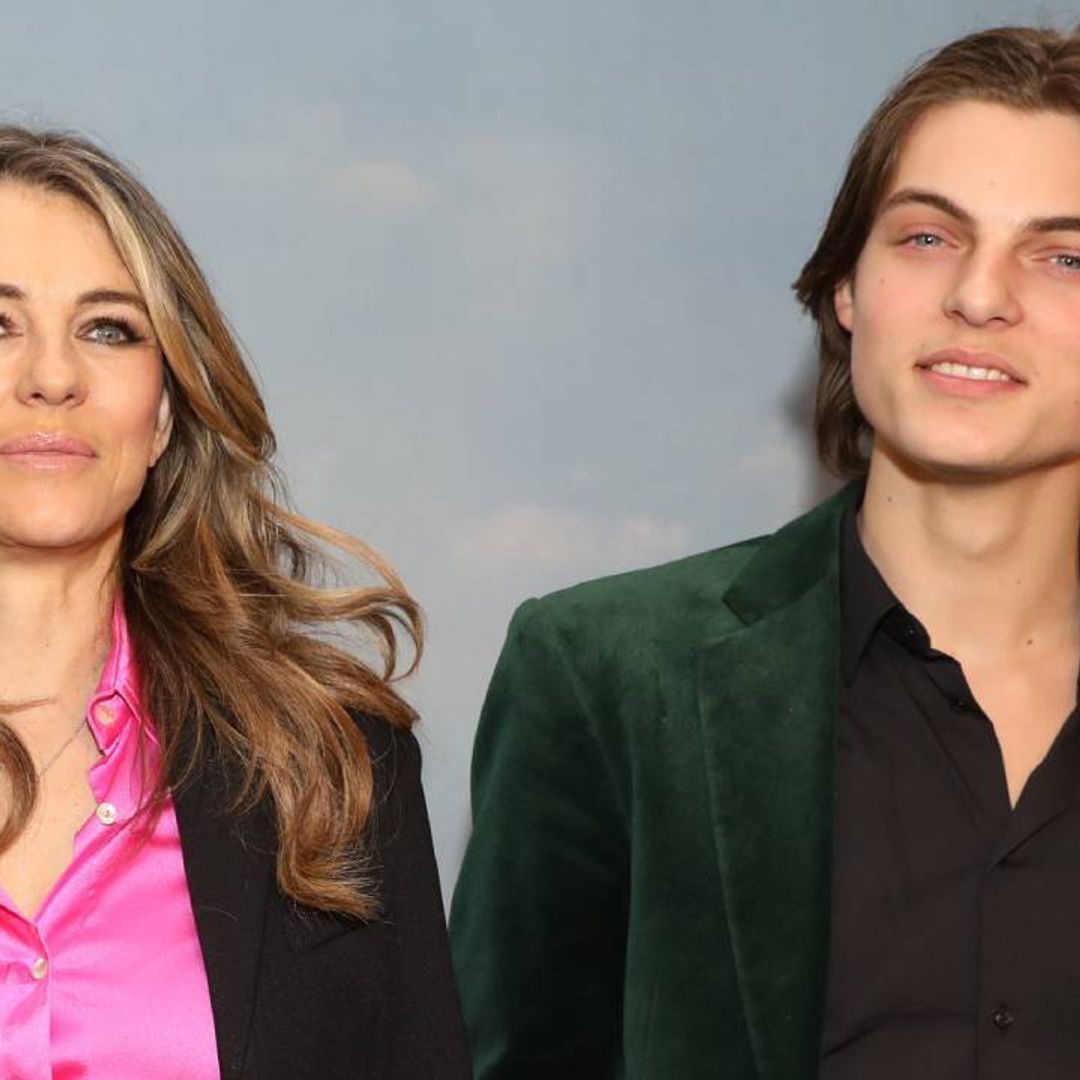 Elizabeth Hurley as you've never seen her before - see son Damian's reaction