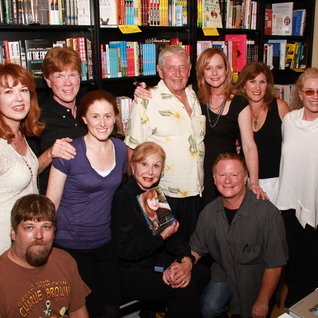 Cast members from 'The Waltons' Lee Purcell, David W. Harper, Jon Walmsley, Kami Cotler, Michael Learned, Ralph Waite, Mary McDonough, Eric Scott, Judy Norton and Cissy Wellman attend the signing of Mary McDonough's book 'Lessons From the Mountain: What I Learned From Erin Walton' at Book Soup on April 16, 2011 in West Hollywood, California