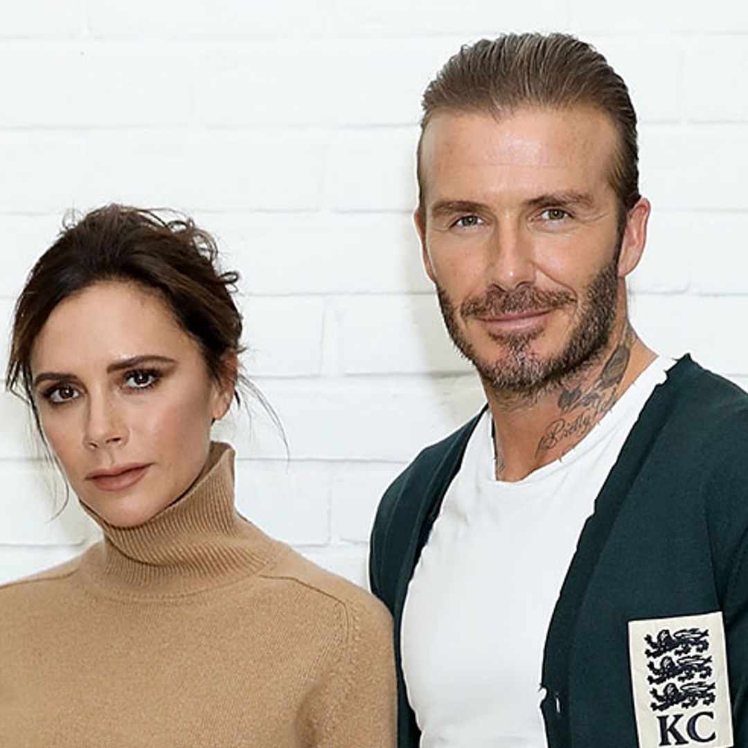 Victoria and Romeo Beckham support David at his clothing launch