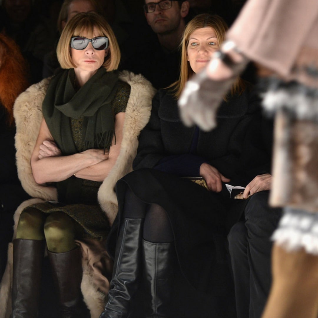 An unimpressed or impressed Anna Wintour sitting front row, we can't tell...