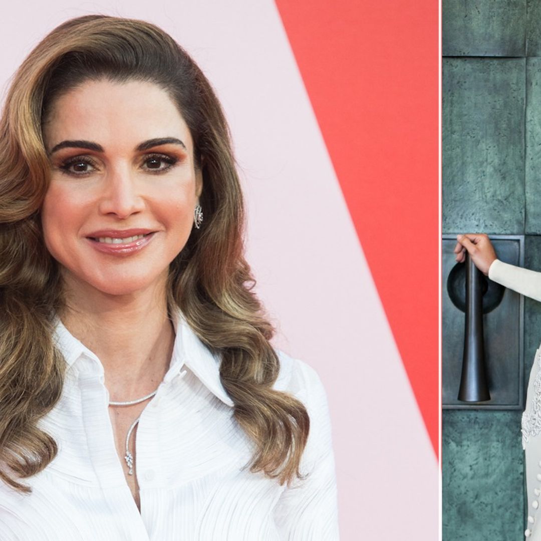 Queen Rania of Jordan stuns in intricate white gown for beautiful 50th birthday portrait