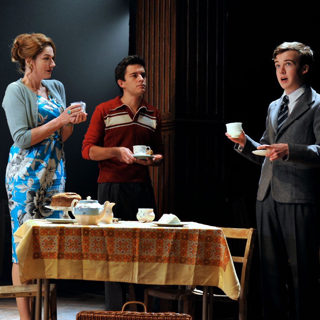 Anna Chancellor as Belinda Duffield,Jonathan Bailey as Jeremy Duffield and Alex Lawther as John Blakemore in the Chichester Festival Theatre's production of David Hare's South Downs directed by Jeremy Herrin at the Harold Pinter Theatre in London.