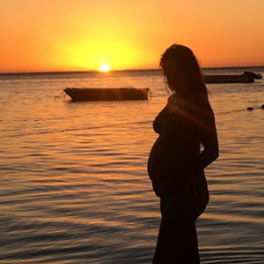 Binky Felstead and her gorgeous bump are perfection in bikini sunset photo