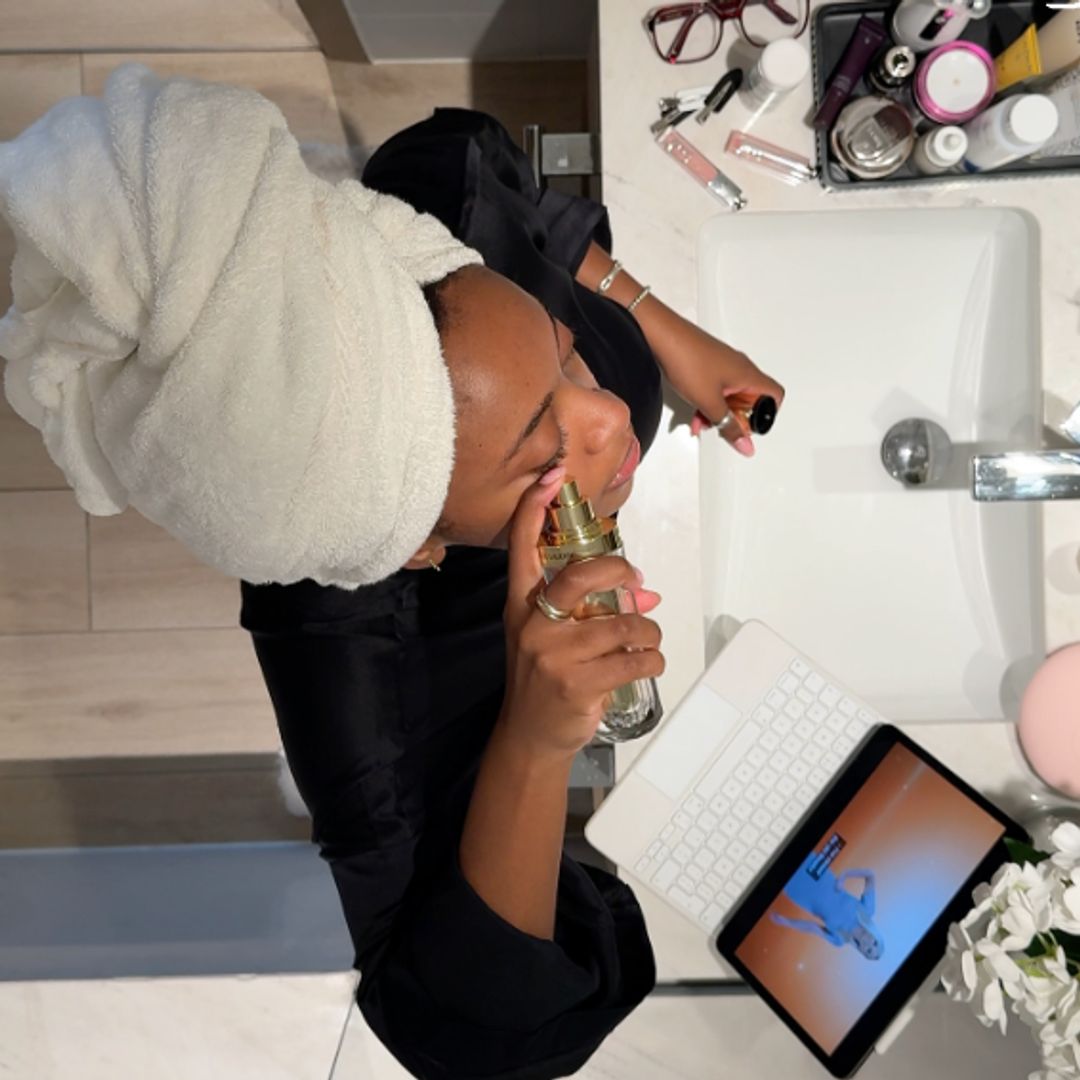 dani nicholls applying skincare 