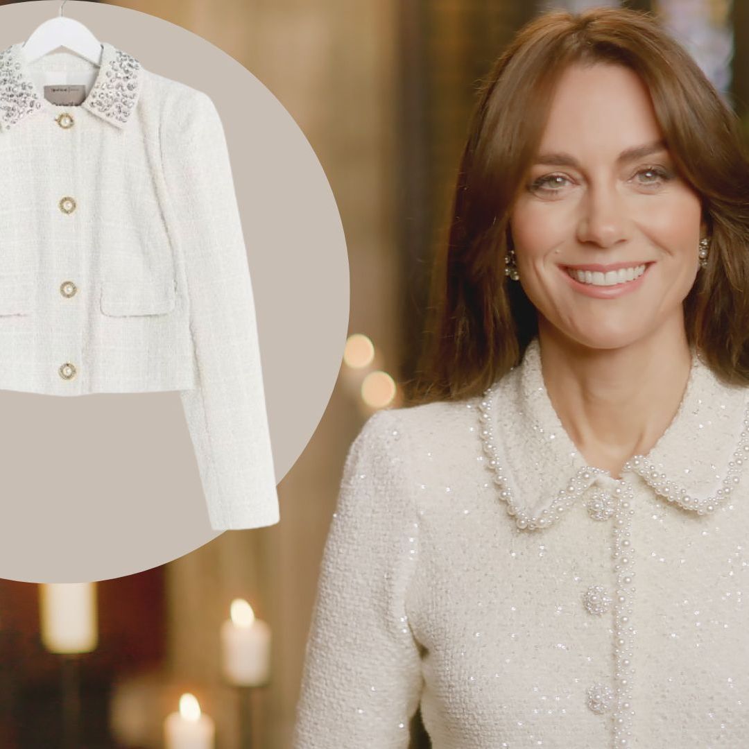 I found a pearl jacket in River Island, and it’s perfect for getting Princess Kate's Christmas look for less