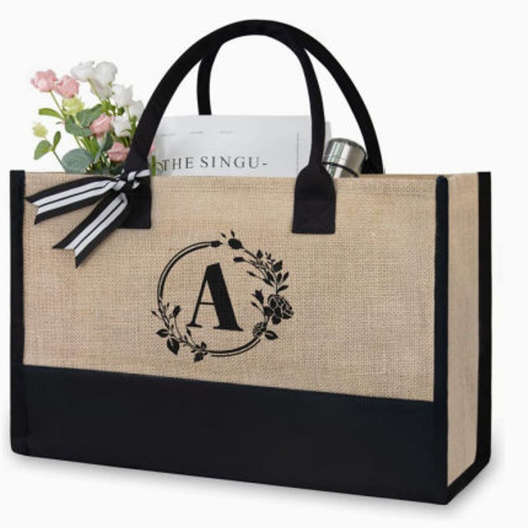 Amazon.com: YODEPACKS 2 Pcs Personalized Floral Initial Canvas Tote Bags  for Wedding,Cosmetic bag for Bridesmaids, Monogrammed Sunflower  Zippered,Appreciation Gift(Letter A) : Home & Kitchen