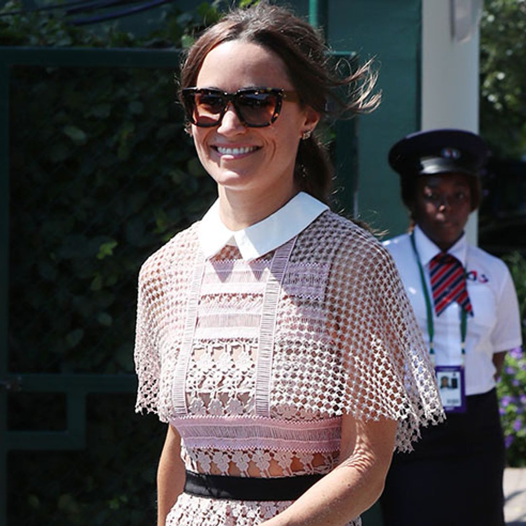 Pippa Middleton is pretty in pink at Wimbledon in a £360 lace dress by Self-Portrait