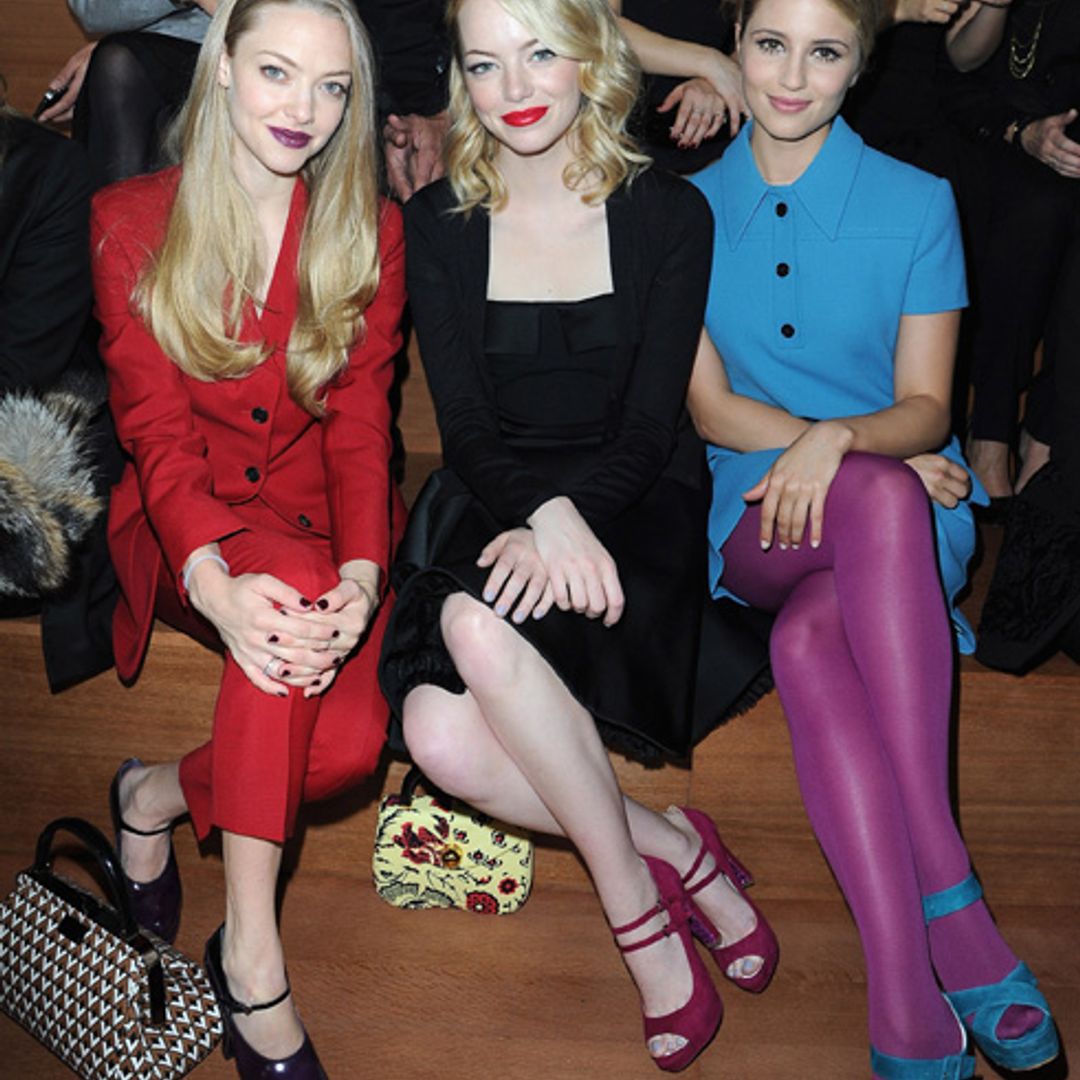 Hollywood starlets bring splash of colour to Miu Miu's winter forest