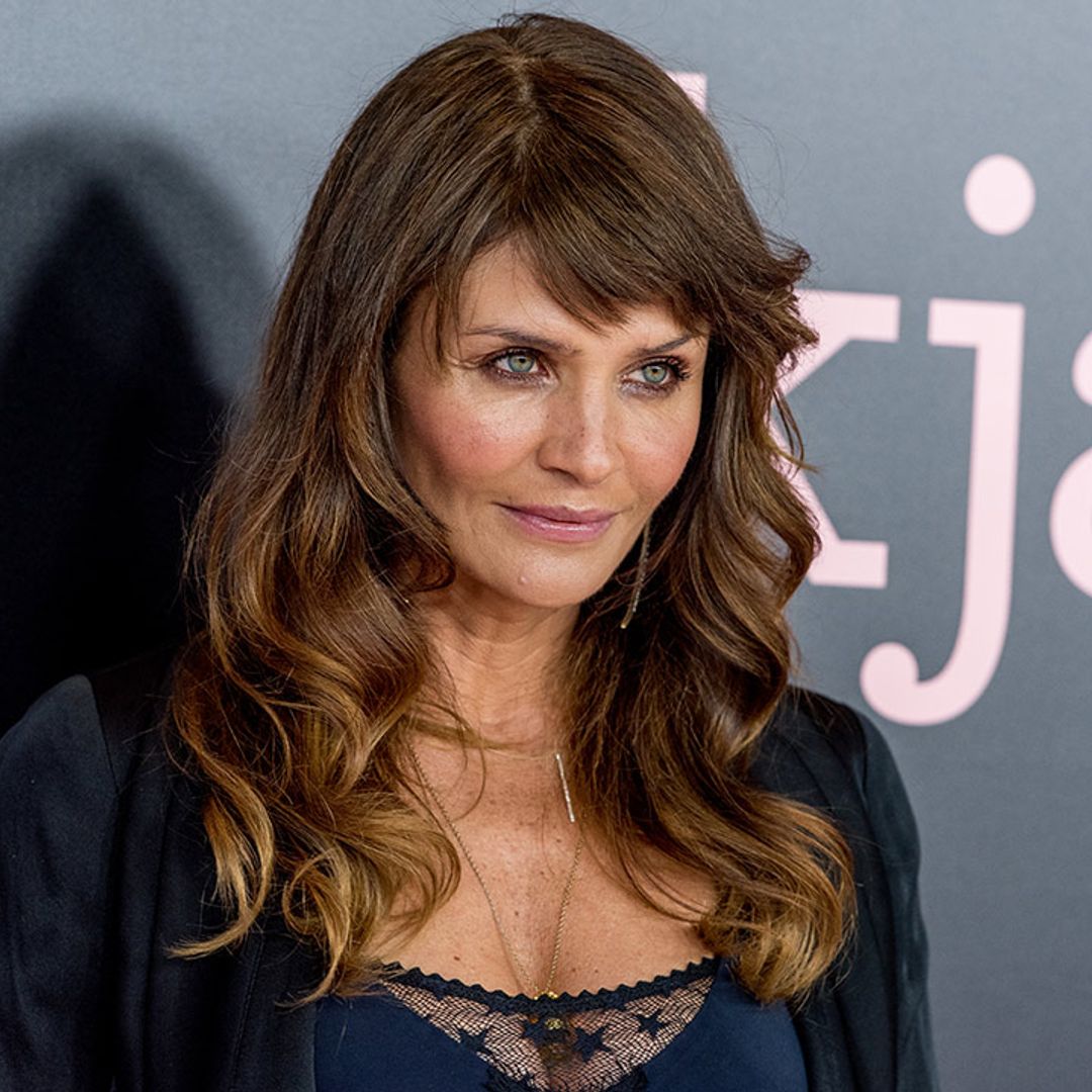 Helena Christensen turns heads in slinky black top as shares skincare announcement