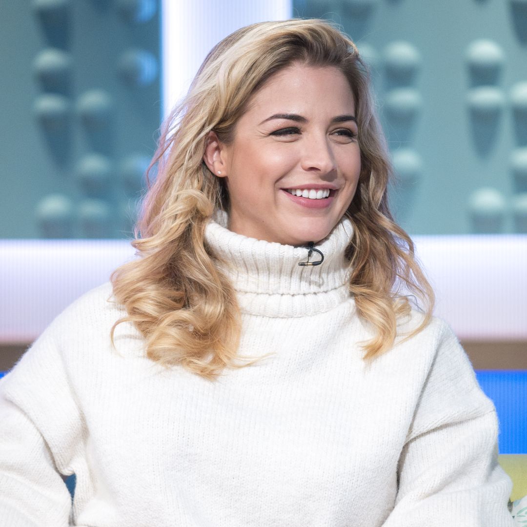 Gemma Atkinson looks phenomenal in stylish swimsuit as she shares announcement