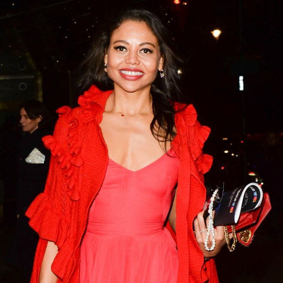 Emma Weymouth lives out her Christmas fantasy in stunning red cape and dress