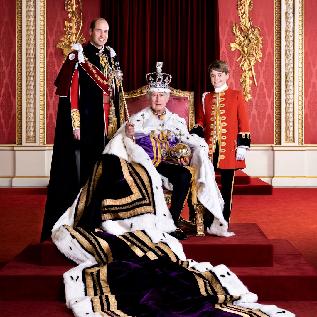 King Charles pictured with heirs Prince William and Prince George in new coronation photos