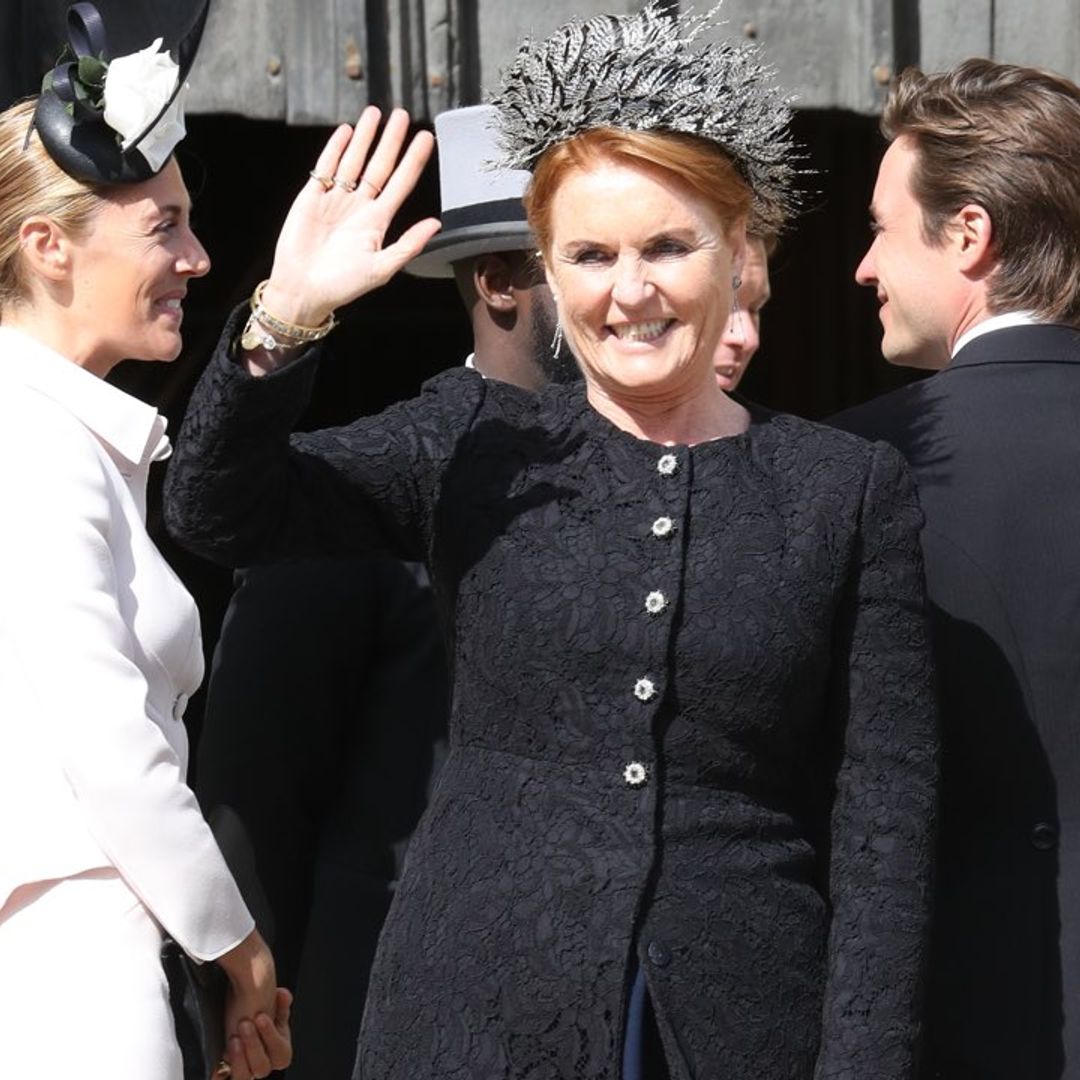 Sarah Ferguson steals the show in chic navy and black ensemble at Ellie Goulding's star-studded wedding