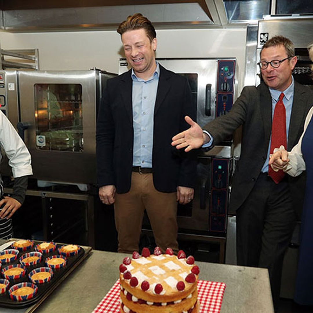 Jamie Oliver gets baking with the Duchess of Cornwall in the Clarence House kitchens!