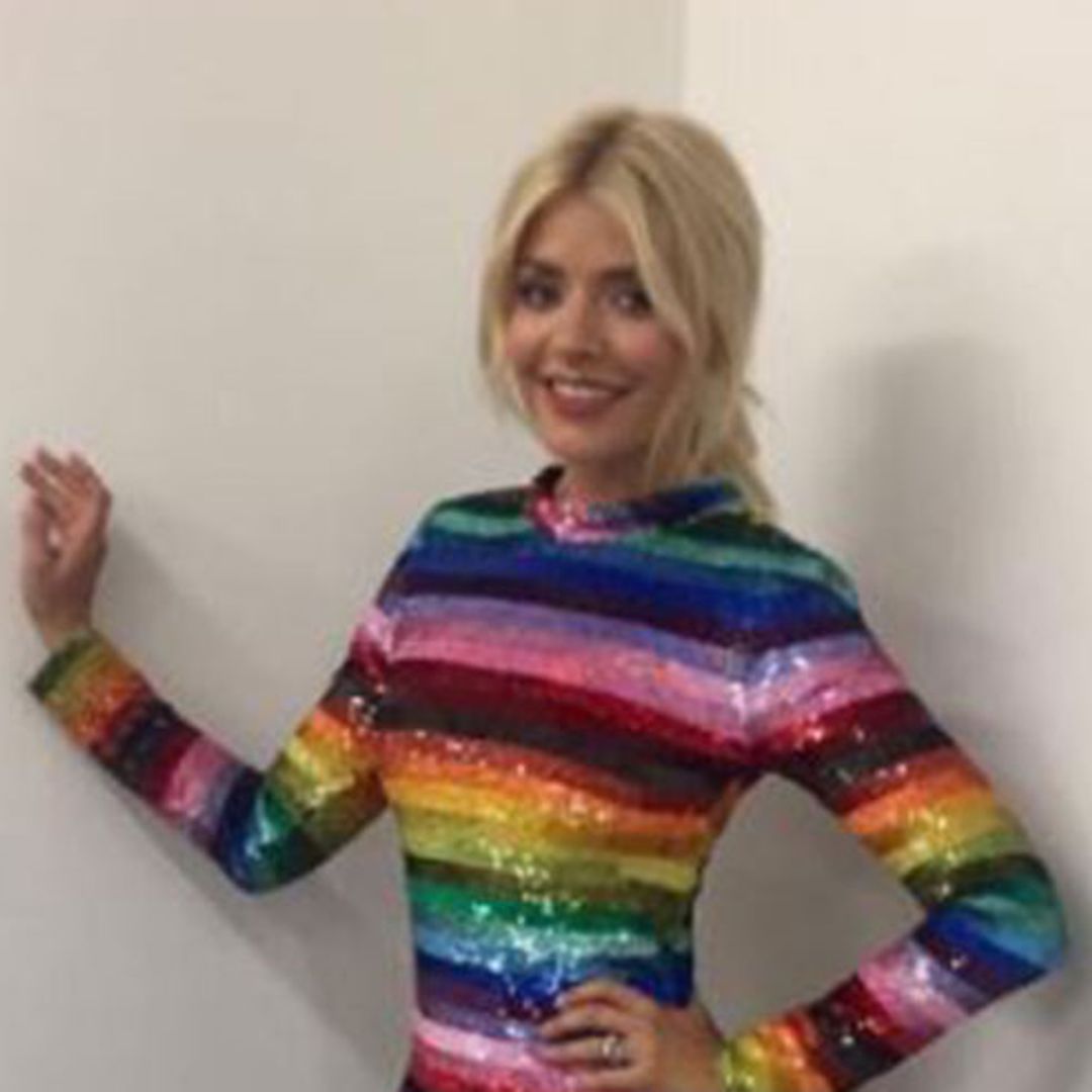 WATCH: Holly Willoughby shimmies in rainbow-coloured mini dress