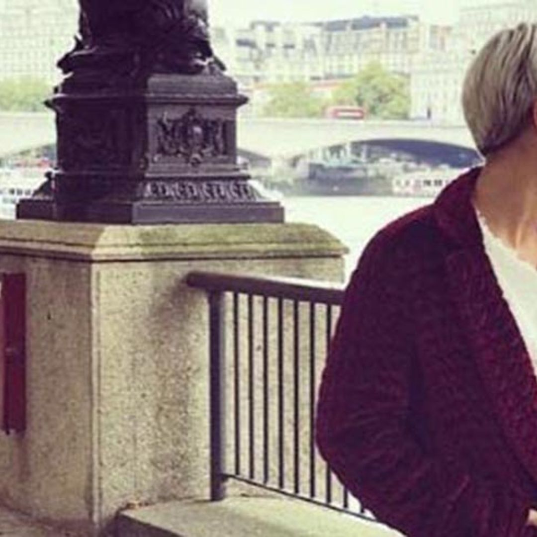Frankie Bridge wears fashionable burgundy velvet coat from Zara