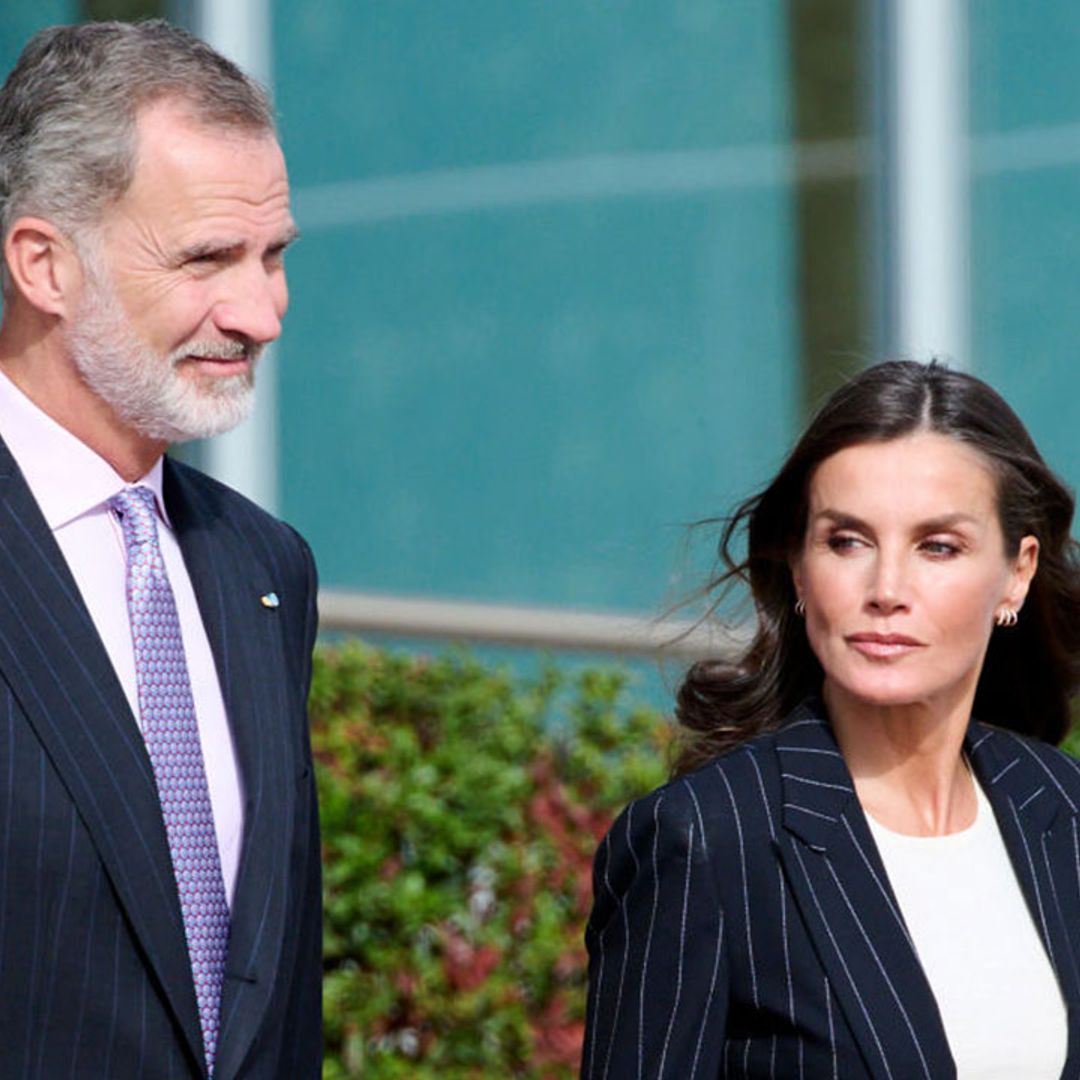 Queen Letizia and husband King Felipe twin in matching suits