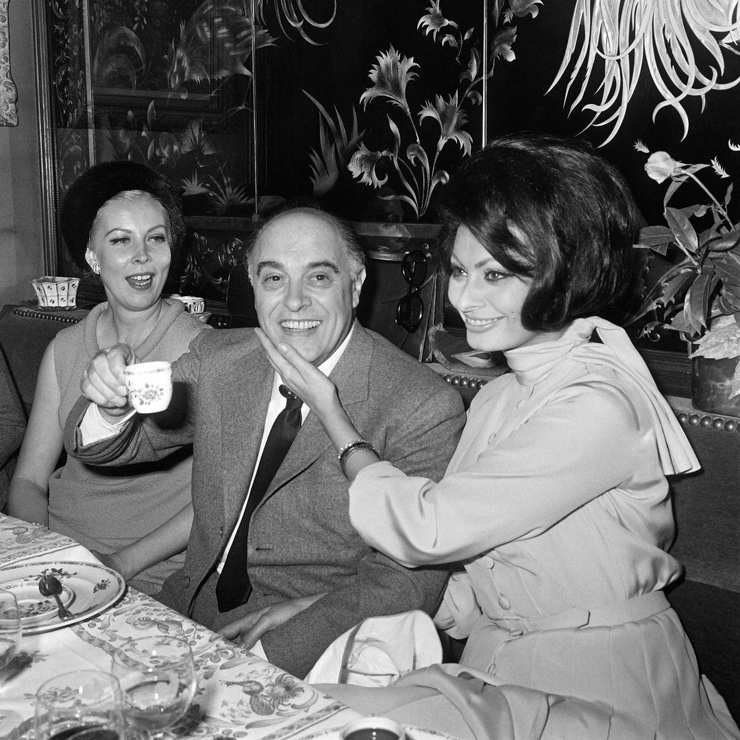 Picture taken on April 9, 1966 at Bougival, near Paris, showing Italian actress Sophia Loren and Italian film producer Carlo Ponti smiling after theit wedding ceremony.