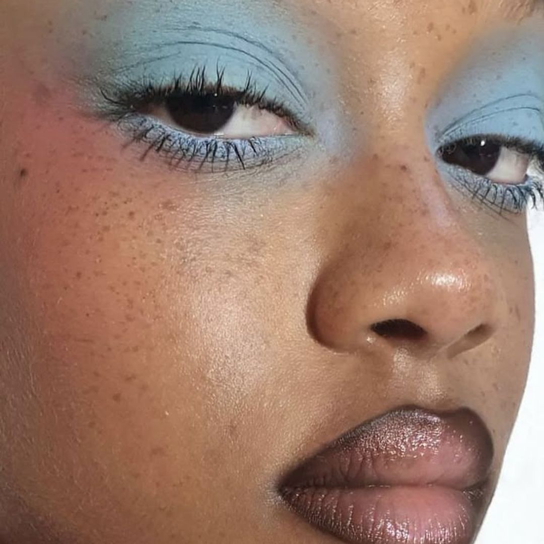 light blue eyeshadow up close