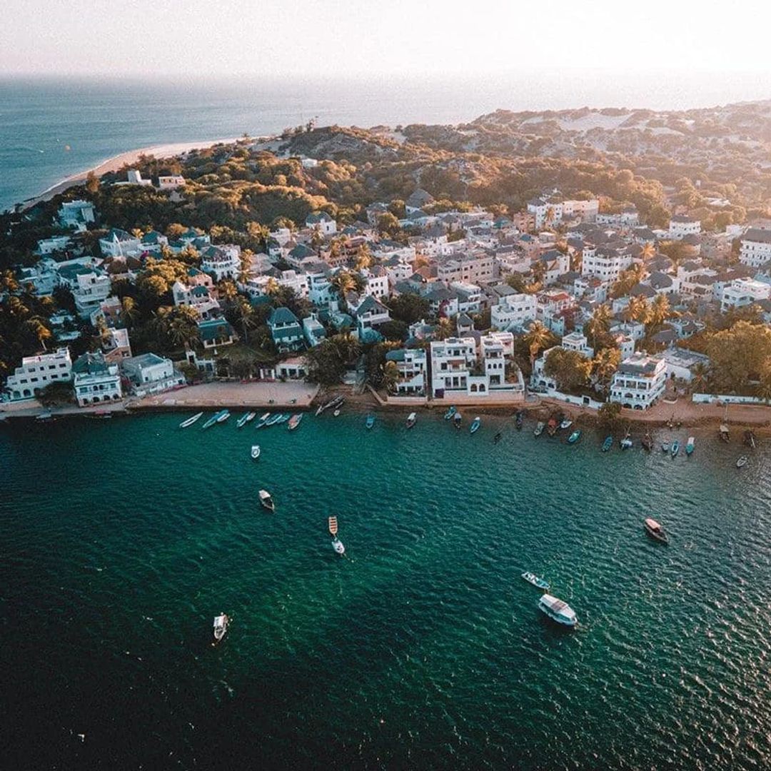 aerial shot of Lamu island