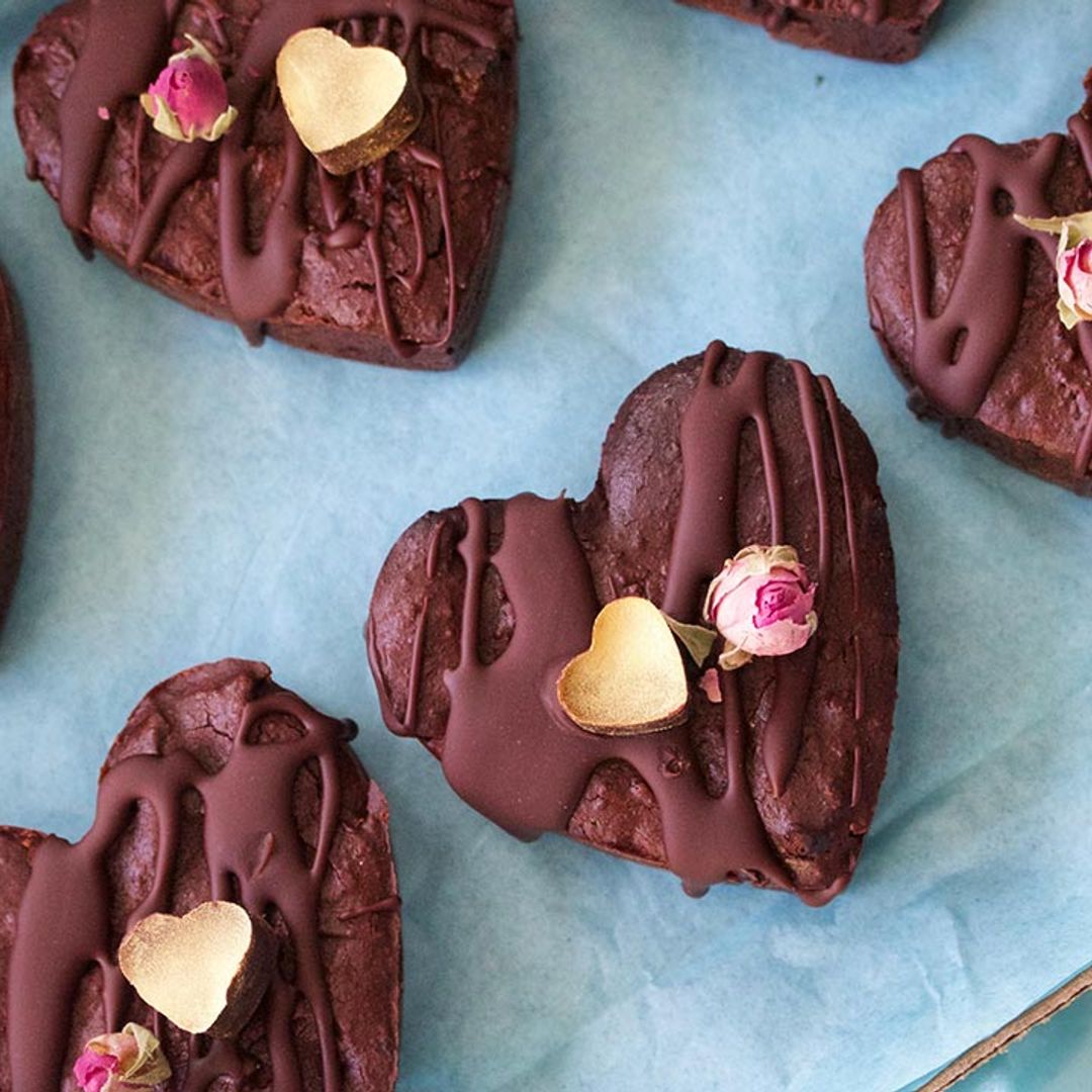 These vegan chocolate heart-shaped brownies are the perfect gift to bake for a loved one