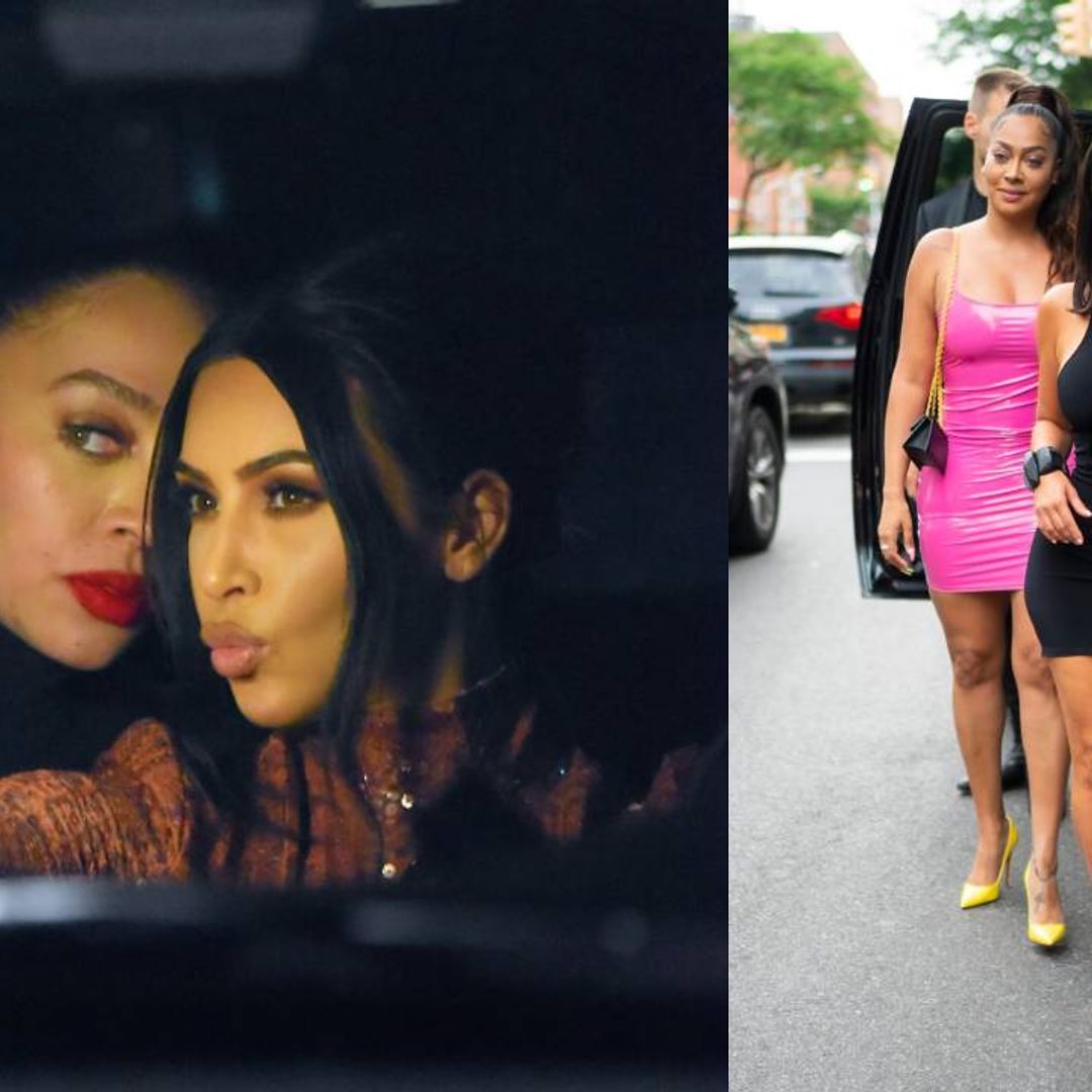 Kim Kardashian and BFF Lala Anthony twin in matching striped bikinis - and fans are losing it