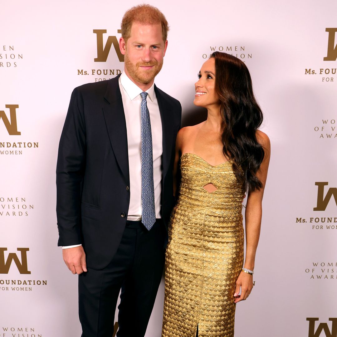 Prince Harry joins Meghan Markle in New York as she accepts incredible honor in glittering gold dress