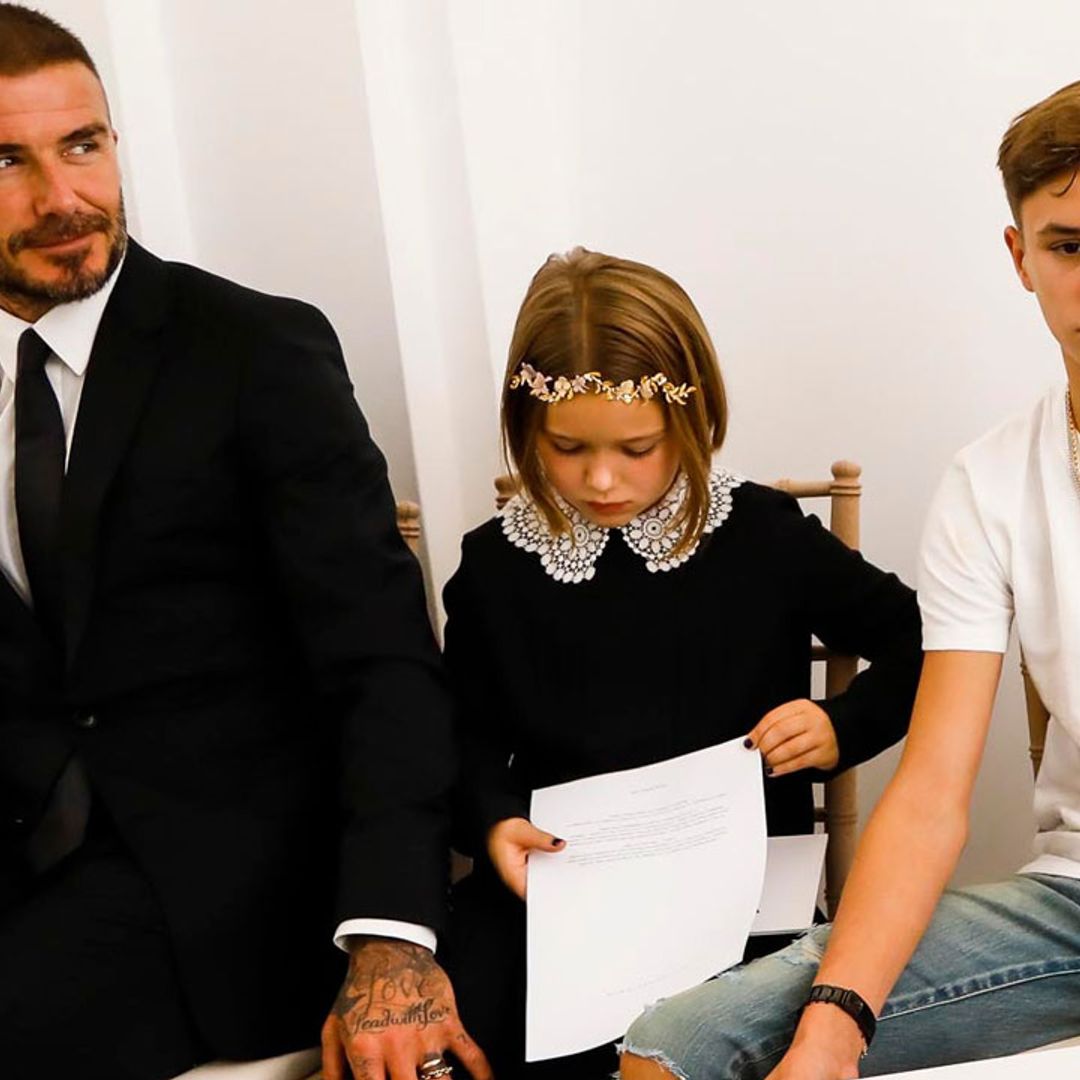 David Beckham shares rare photos of Victoria and Harper for very special reason