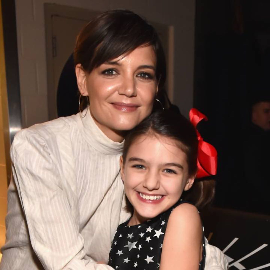 Katie Holmes looks unrecognisable with a fringe in throwback Thanksgiving post
