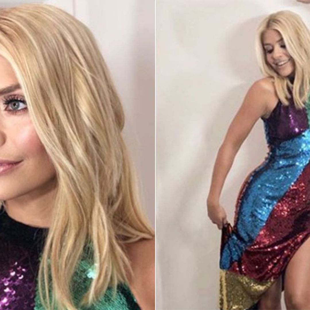 Holly Willoughby surprises in daring glittery dress - with high slit included!