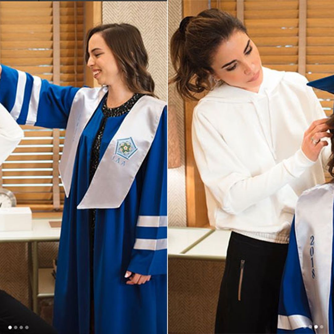 Proud mum! Queen Rania congratulates daughter Princess Salma on graduation