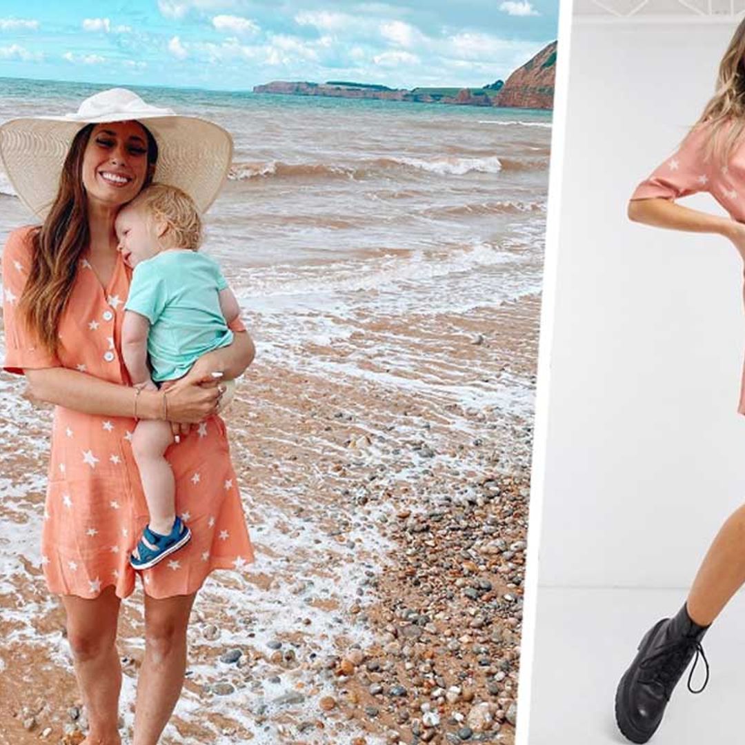 Stacey Solomon wears gorgeous peach star print playsuit on dreamy staycation – but fans are confused