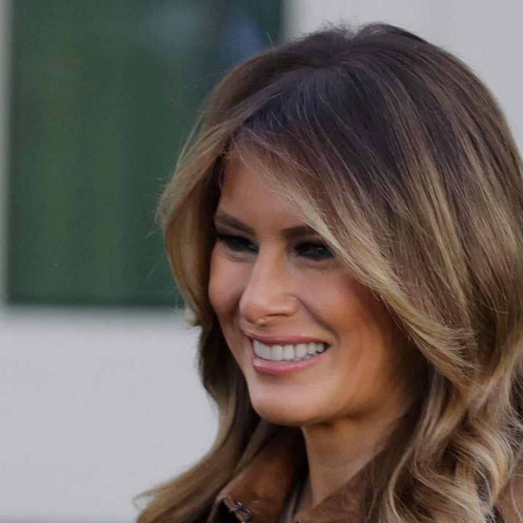Melania Trump wows in an all-suede outfit as she boards Air Force One for Thanksgiving