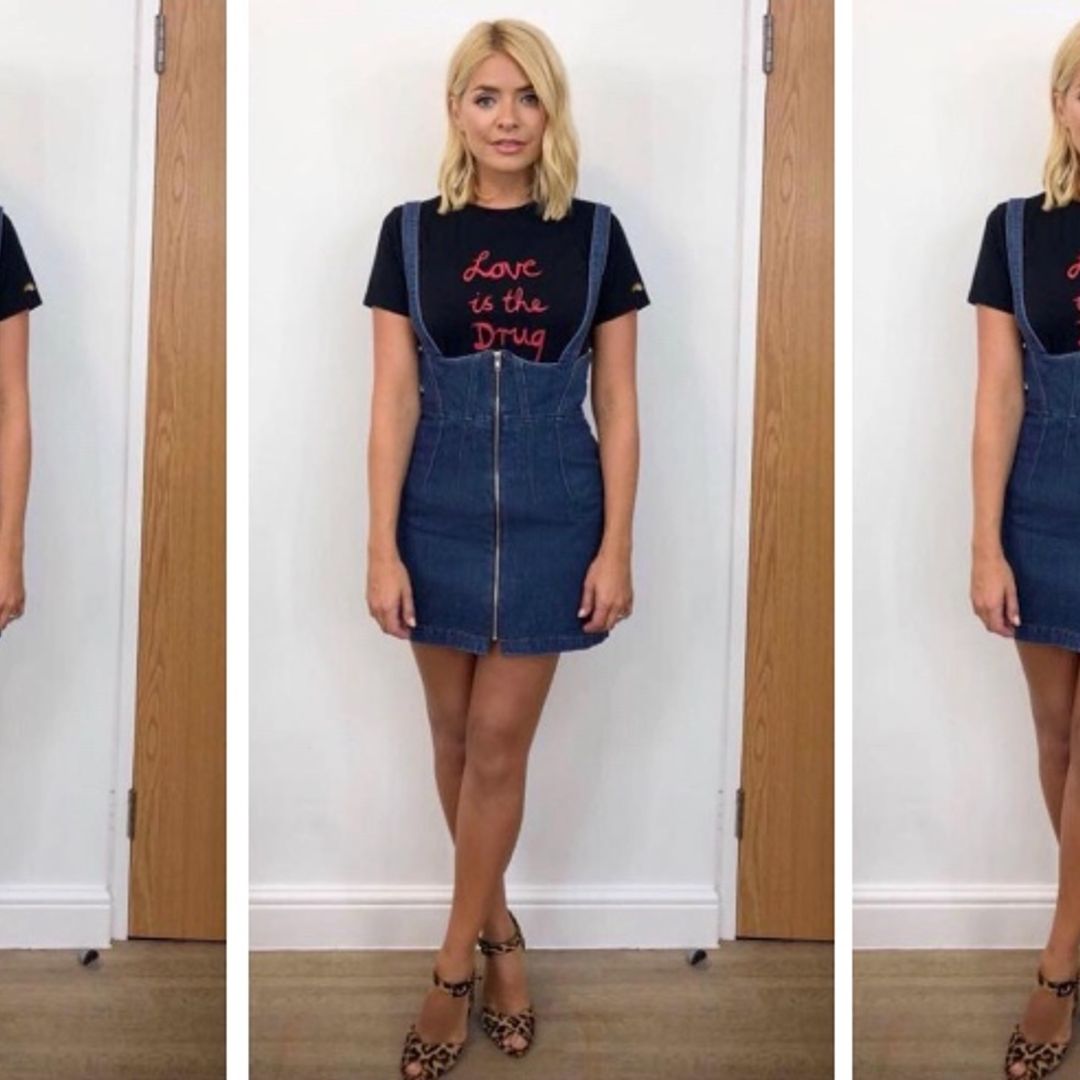 Holly Willoughby's denim dress, t-shirt and leopard-print heels cost £834 in total – but don't worry, we've found some dupes