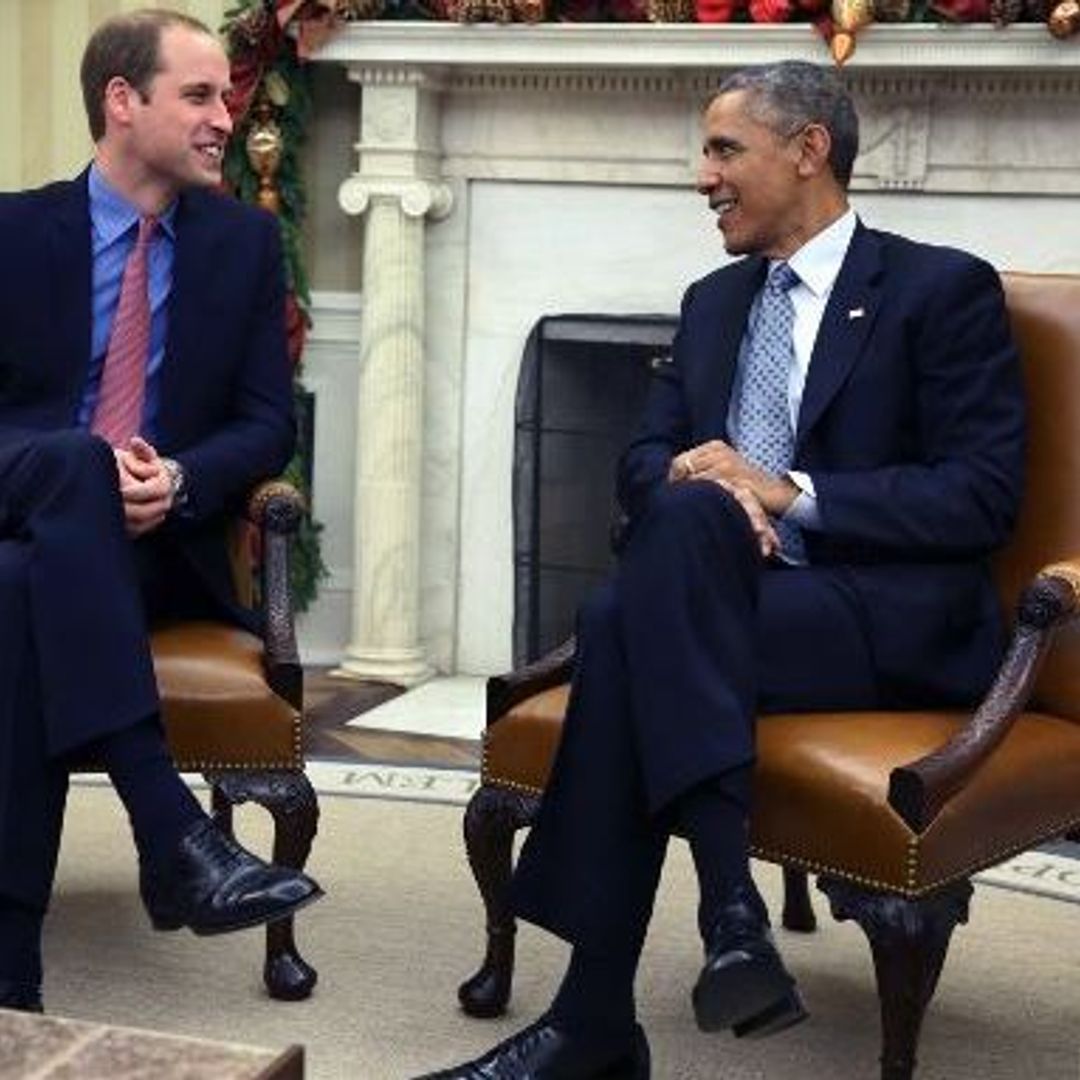 Prince William chats babies with President Obama, makes wildlife speech