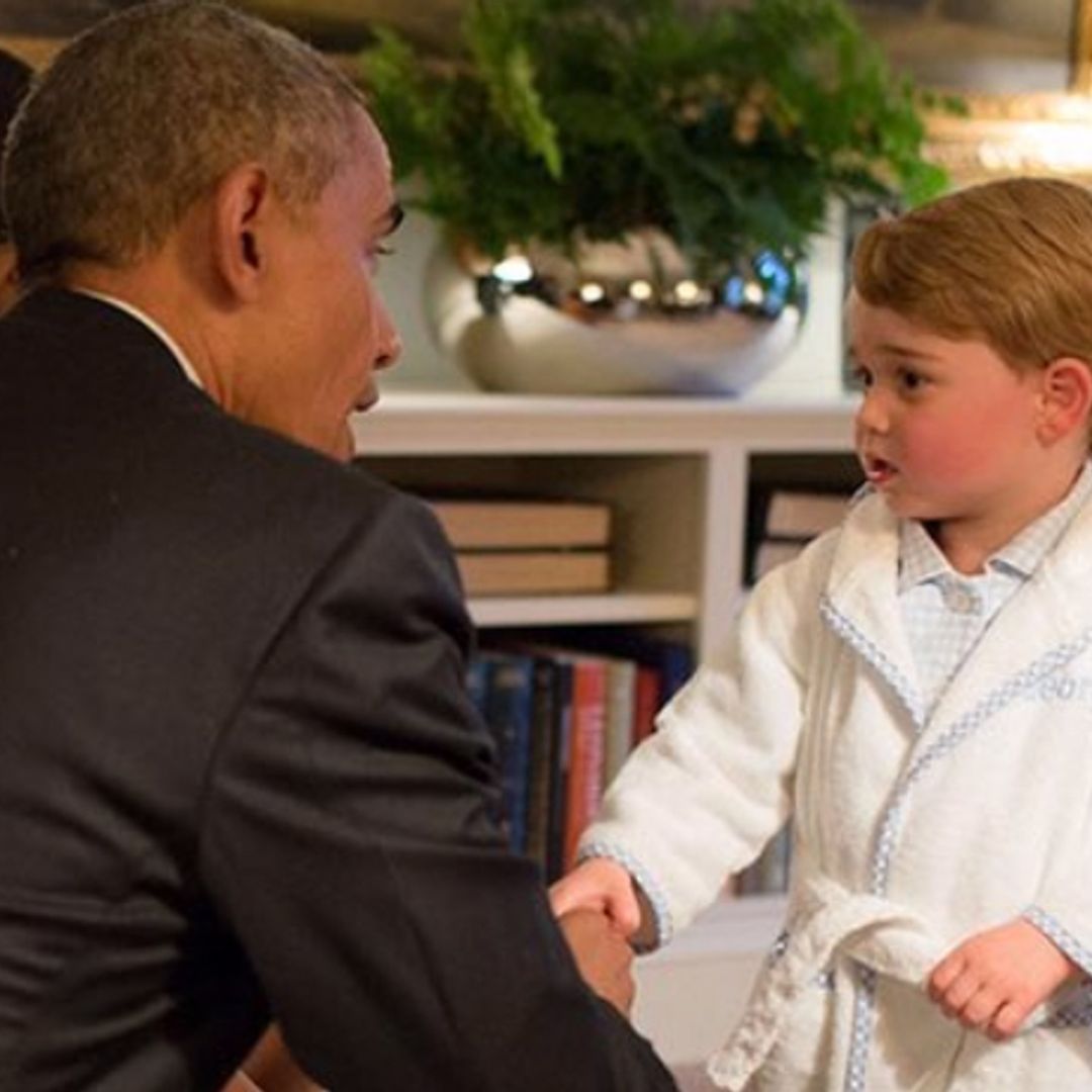 Prince George meets President Obama and Michelle — in his robe and pjs!