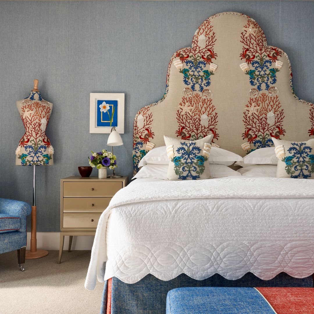 Interior shot of room at Ham Yard Hotel in London
