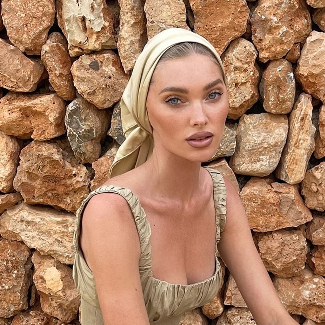 Elsa Hosk says it's a matchy-matchy mushroom summer in bubble skirt mini dress