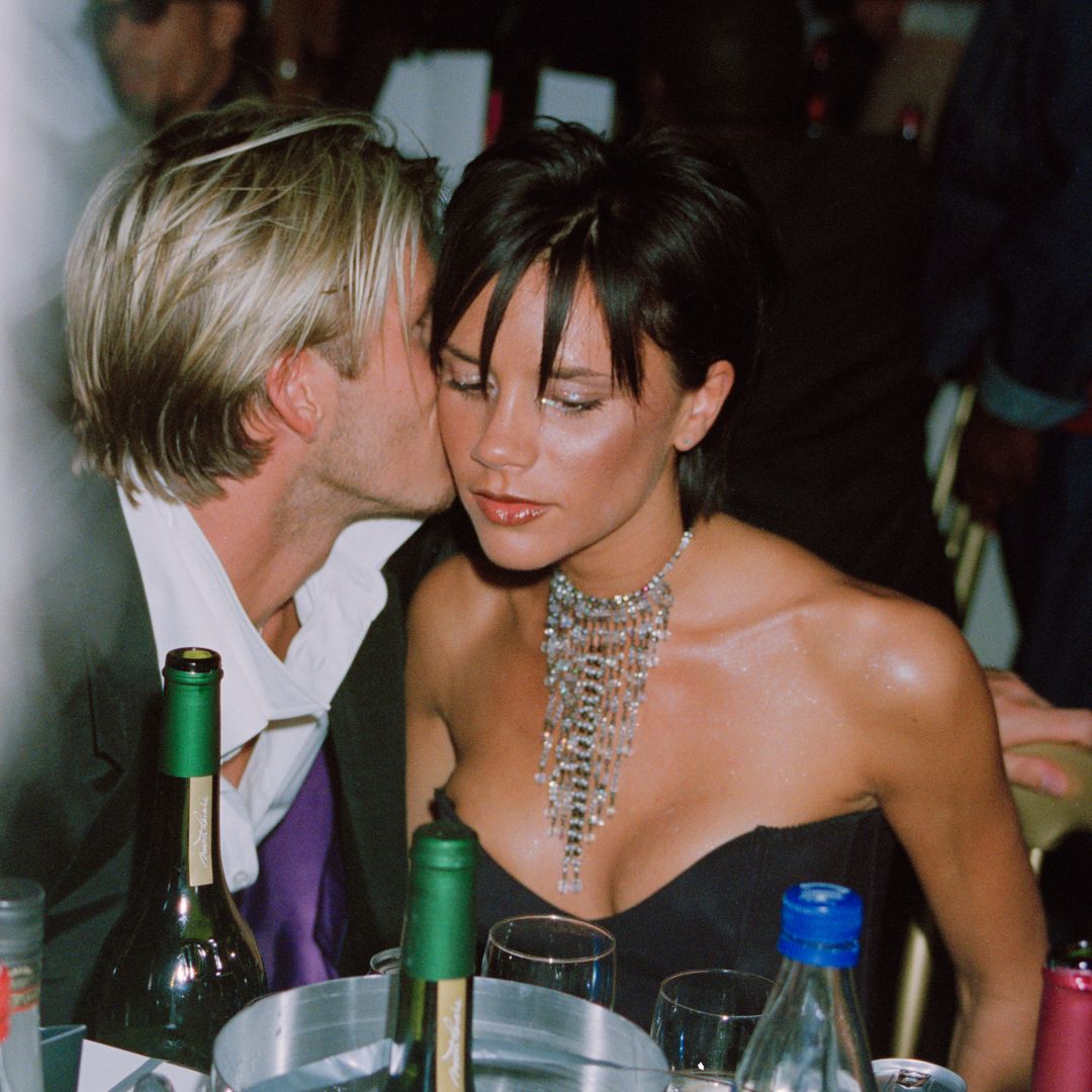 Victoria and David Beckham revisit iconic purple wedding outfits