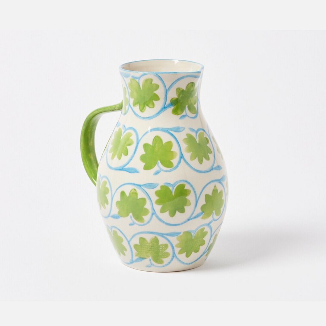 Lila Floral Green Ceramic Jug - Oliver Bonas