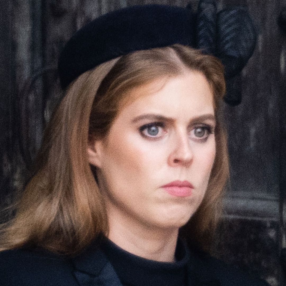 Teary-eyed Princess Beatrice comforted by husband Edoardo after bidding farewell to 'beloved Queen and Grannie'