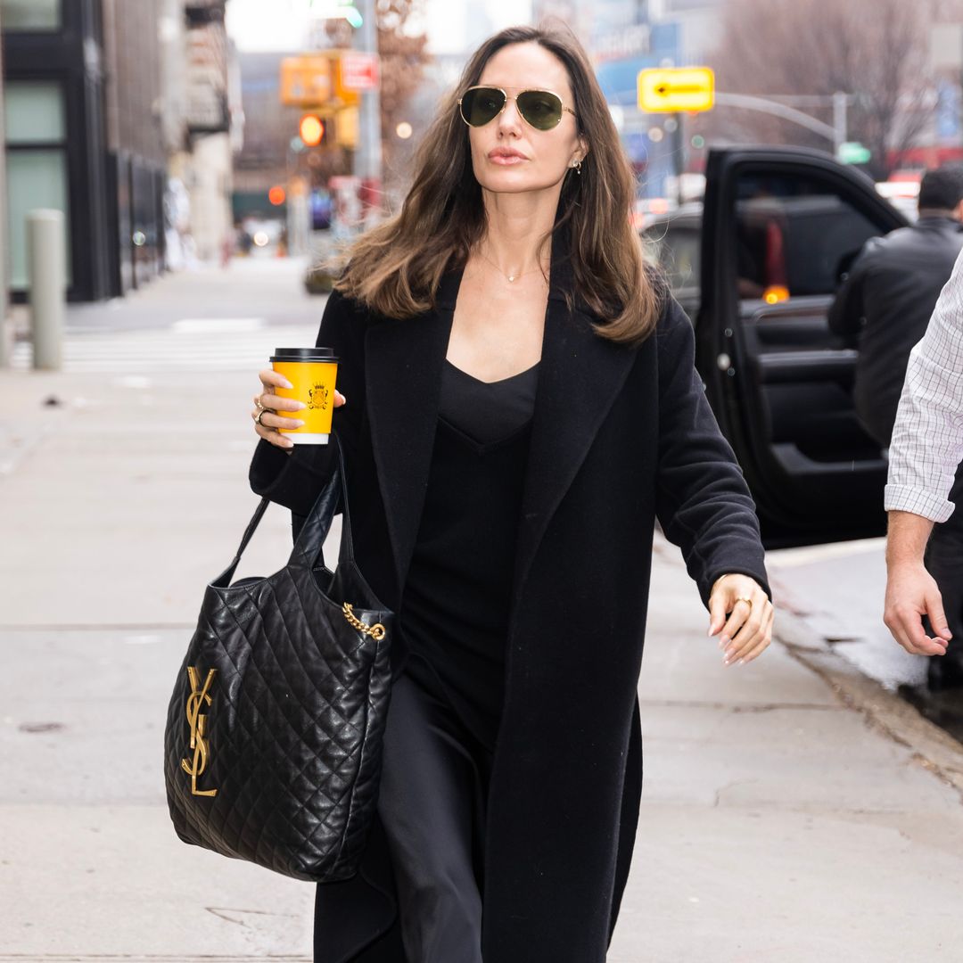 Angelina Jolie's coffee run outfit revolves around platform heels