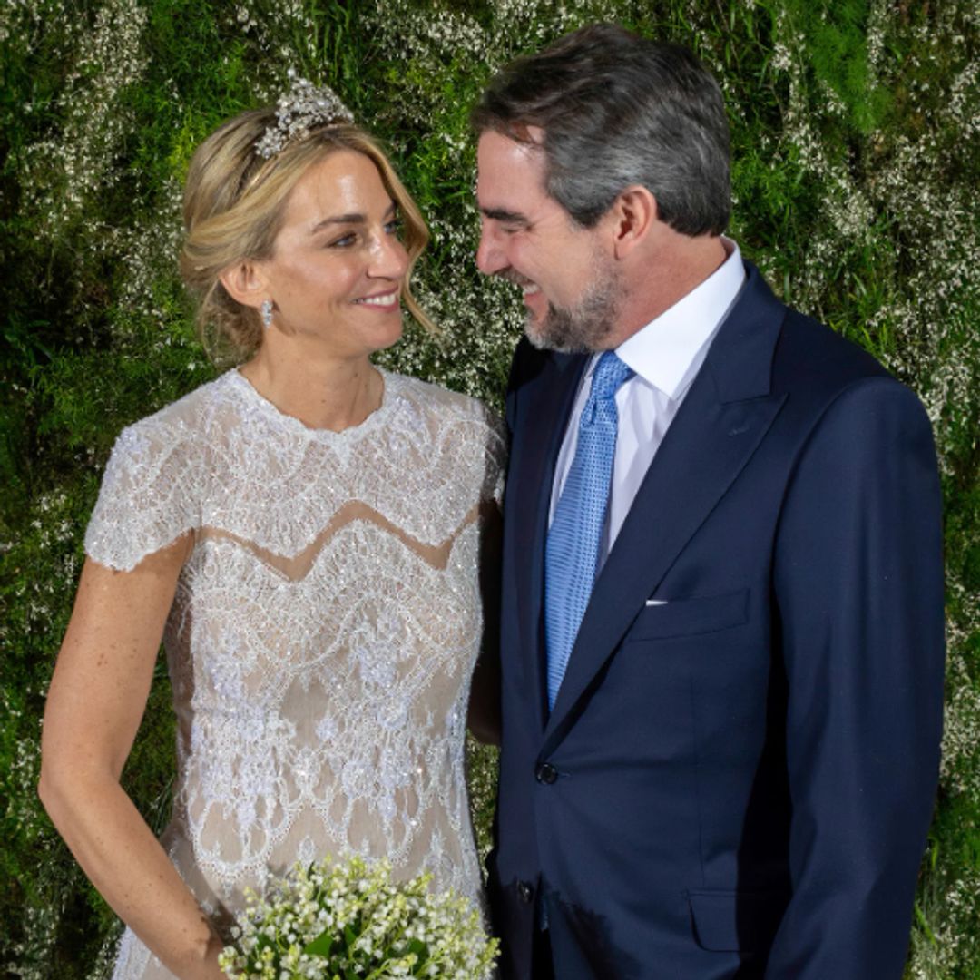 Prince Nikolaos and Chrysí Vardinogiánni look the picture of marital bliss in official wedding photos