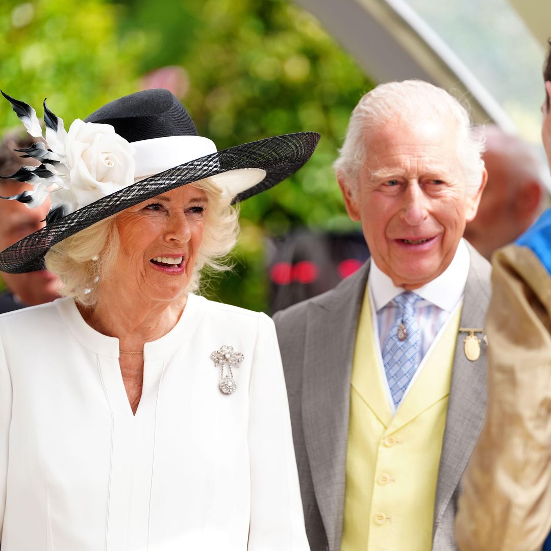 King Charles and Queen Camilla are all smiles during the final royal procession at Royal Ascot 2025