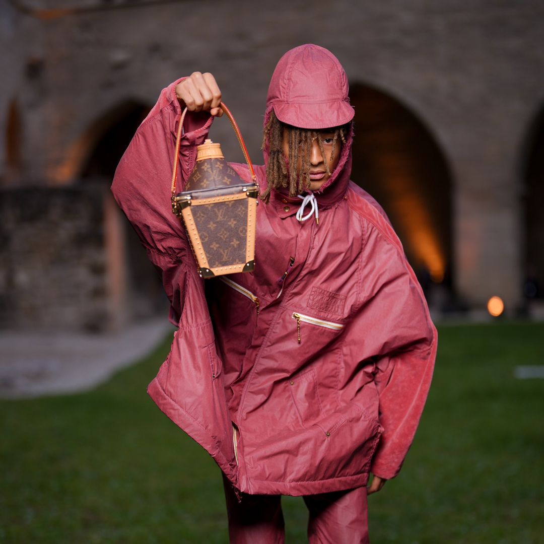 Jaden Smith at the Louis Vuitton Cruise 2026 show held at the Palais des Papes on May 22, 2025 in Avignon, France