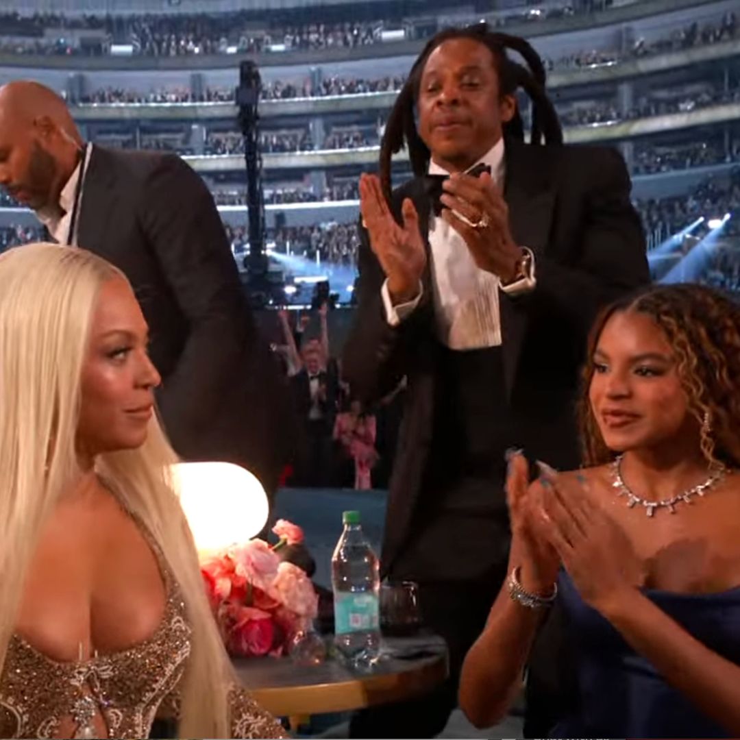 Emotional Beyoncé supported by Blue Ivy and Jay-Z during country music win at the Grammys