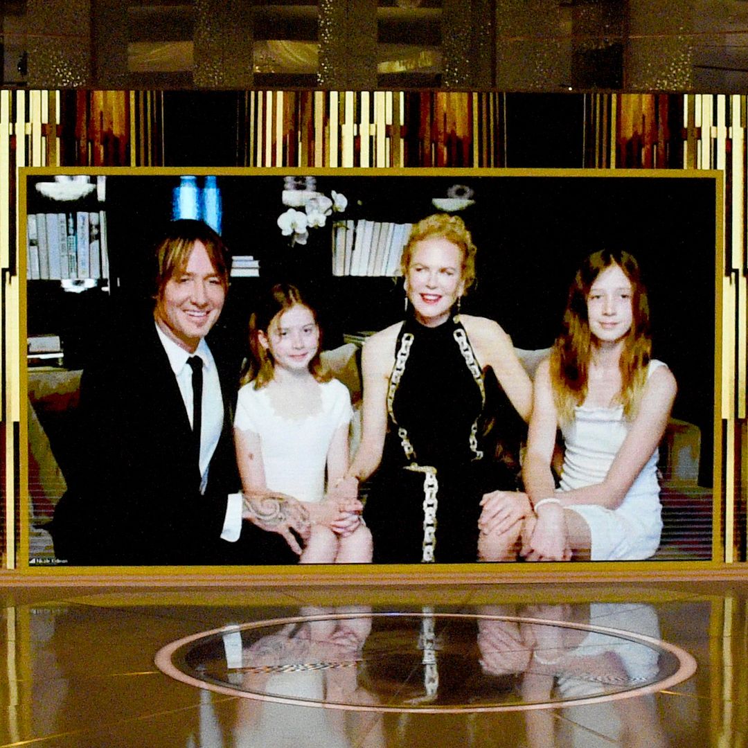 Nicole Kidman, Keith Urban and family speak via livestream during the 78th Annual Golden GlobeÂ® Awards at The Rainbow Room on February 28, 2021 in New York City.