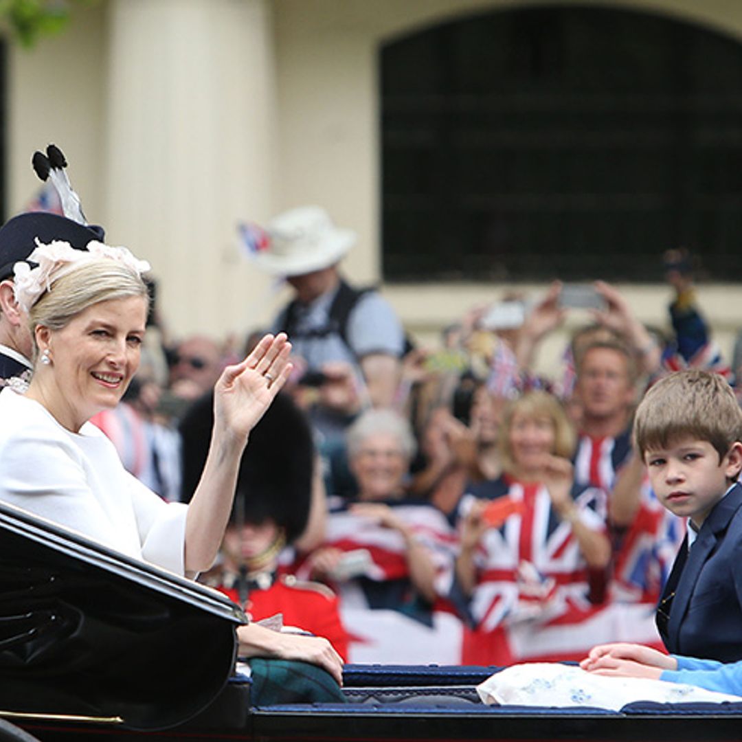 Sophie Wessex's children make joint parade debut at Trooping the Colour for grandmother's 90th birthday